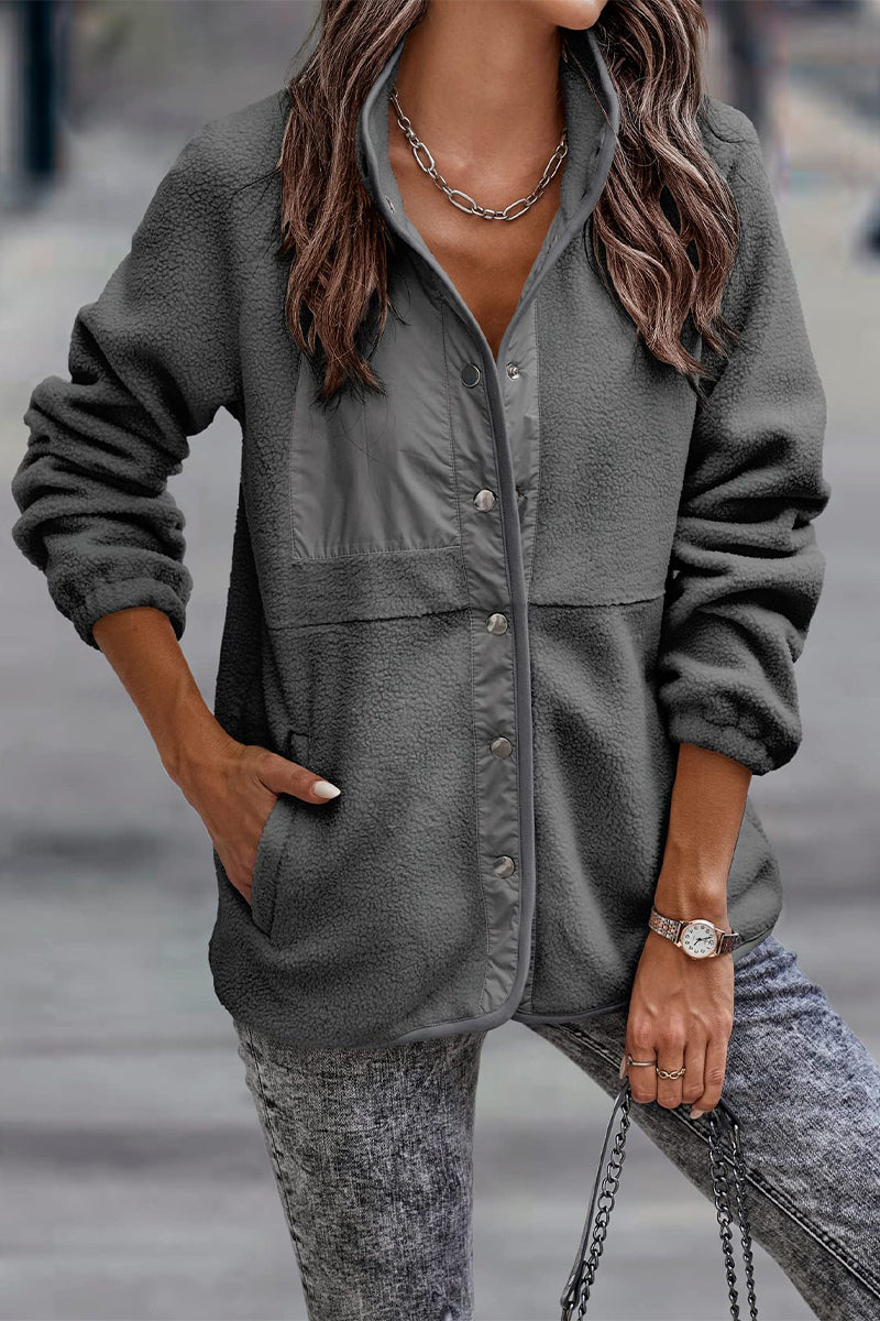 Kaynafashions - Casual Solid Patchwork Pocket Half A Turtleneck Outerwear(7 Colors)