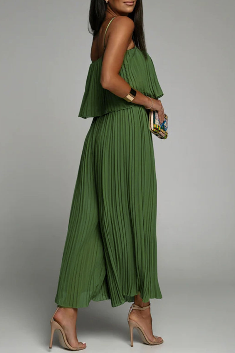 Kaynafashions - Casual Simplicity Solid Fold Strapless Loose Jumpsuits(3 Colors)