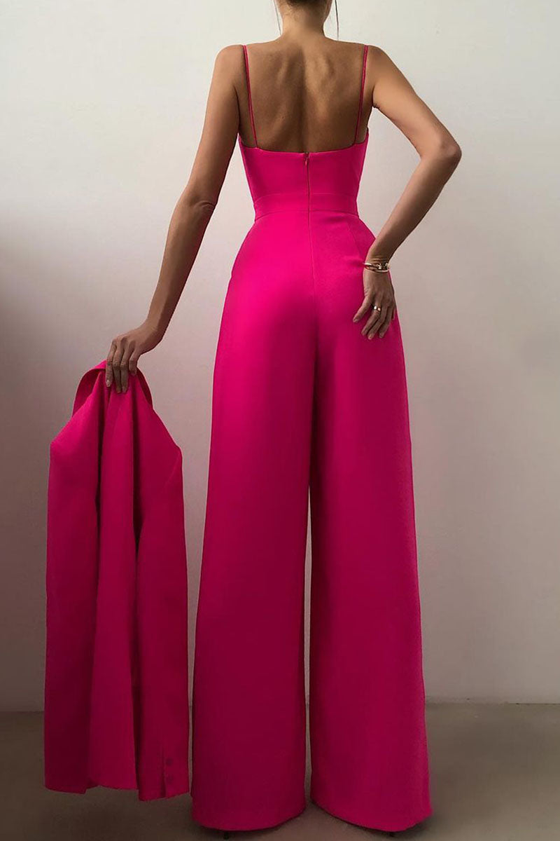 Kaynafashions - Fashion Casual Solid Patchwork V Neck Loose Jumpsuits(6 Colors)