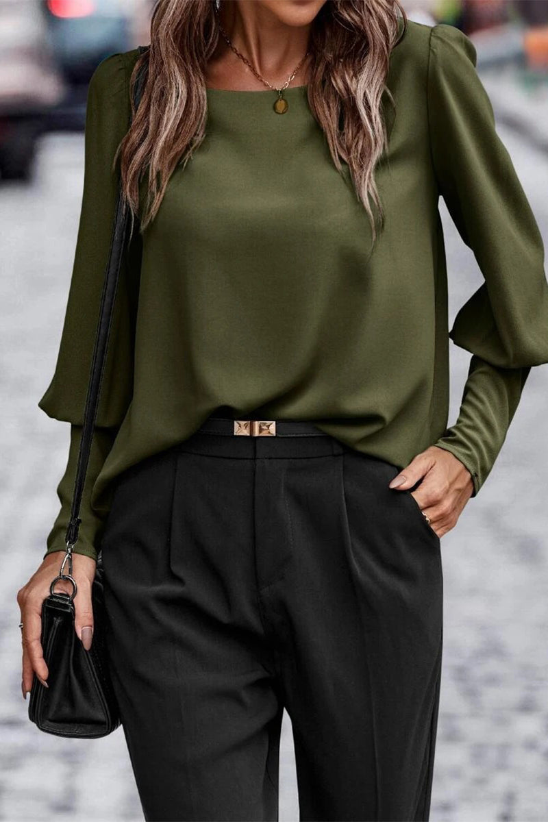 Kaynafashions - Elegant Solid Buttons O Neck Tops