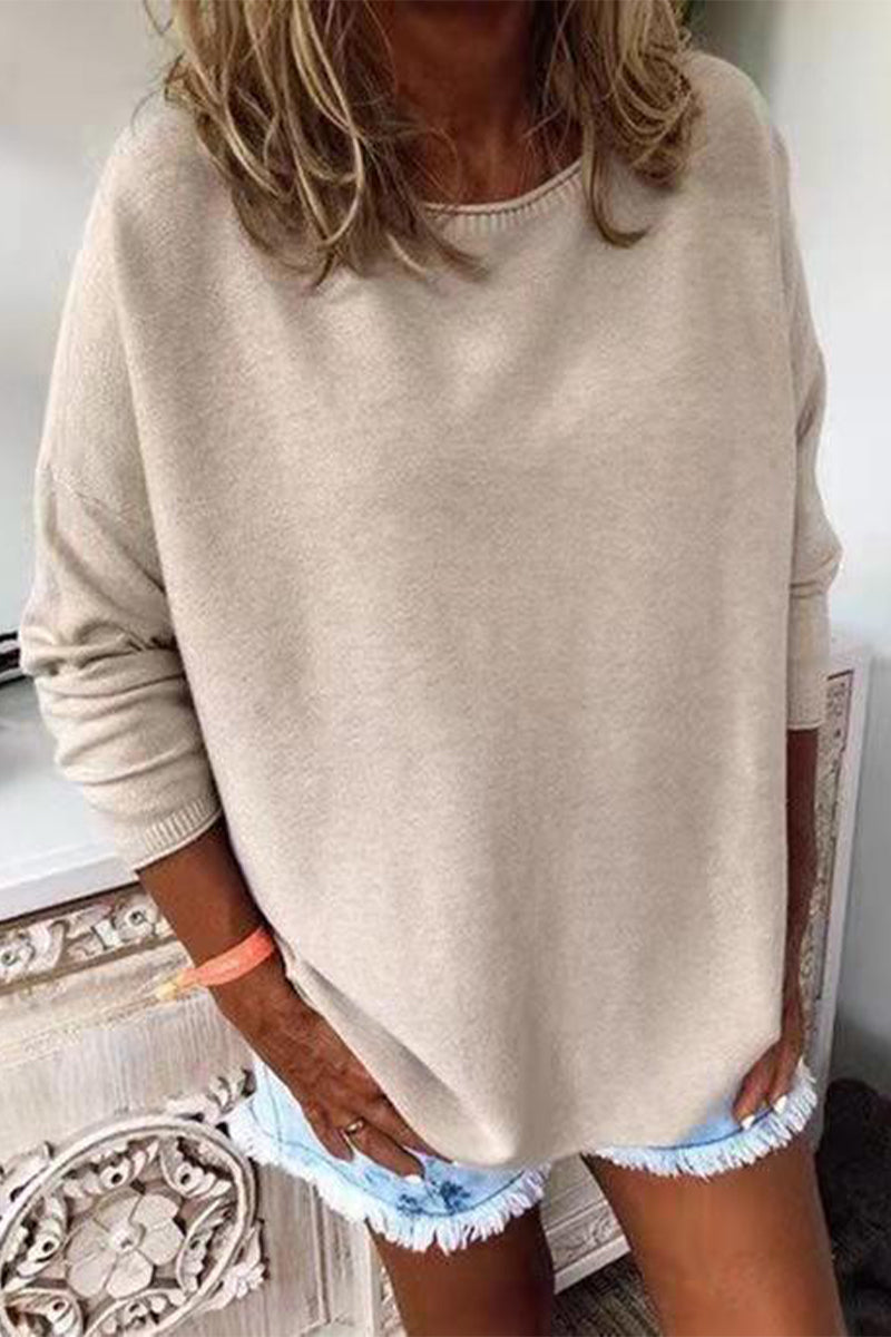 Kaynafashions - Casual Solid Color O Neck Sweaters