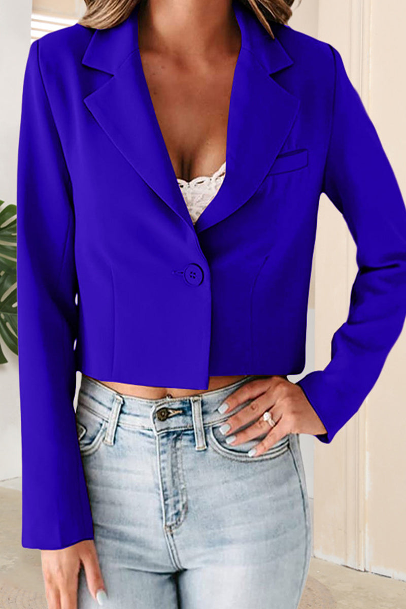 Kaynafashions - Street Solid Buttons Turn-back Collar Outerwear(6 Colors)