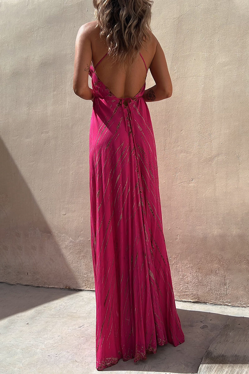 Kaynafashions - Sexy Vacation Geometric Frenulum Sling Dress Dresses