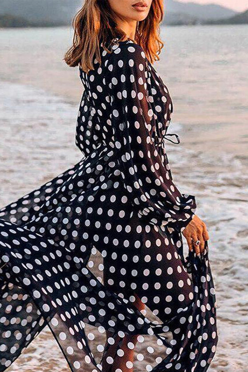 Kaynafashions - Sexy Vacation Polka Dot Patchwork Swimwears Cover Up