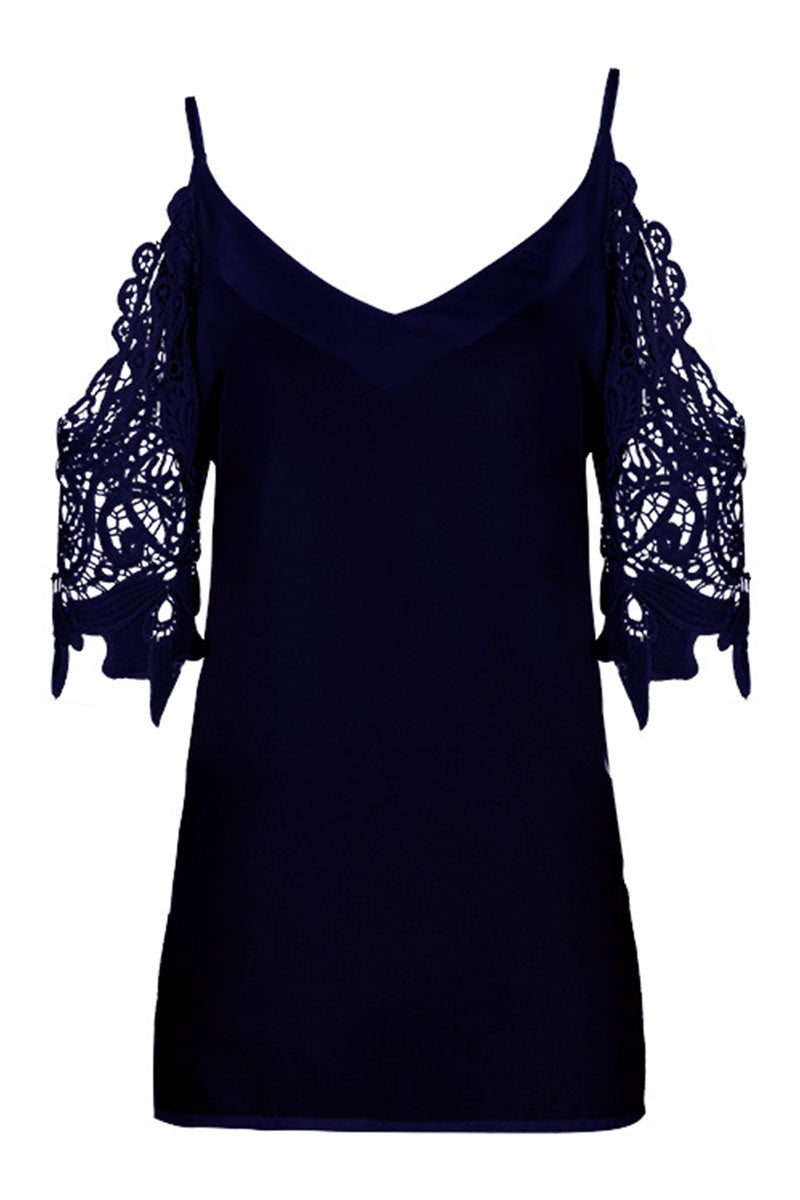 Kaynafashions - Fashion Casual Solid Patchwork V Neck Tops(3 colors)