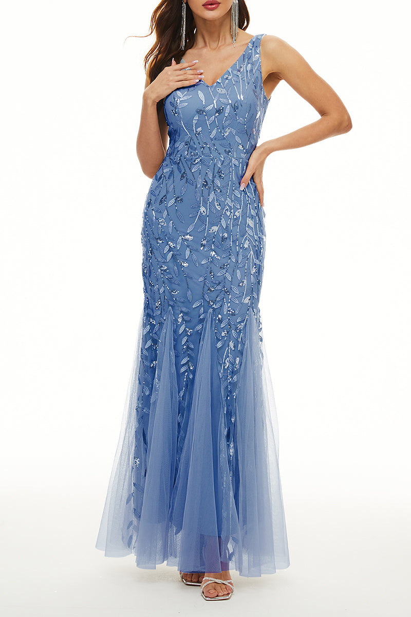 Kaynafashions - Elegant Formal Patchwork Embroidered V Neck Evening Dress Dresses(10 Colors)