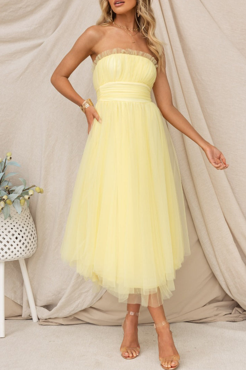 Kaynafashions - Celebrities Elegant Solid Zipper Strapless Evening Dress Dresses