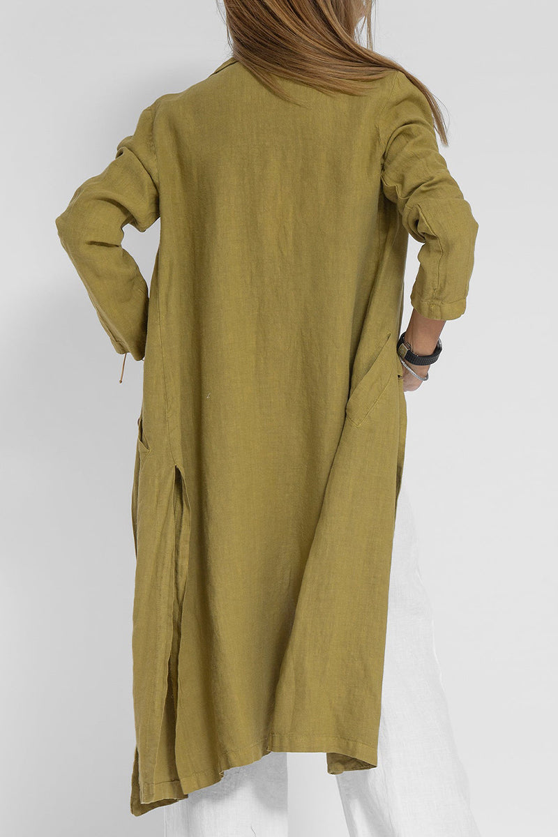 Kaynafashions - Casual Solid Pocket Turn-back Collar Outerwear