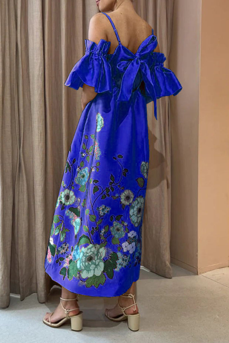 Kaynafashions - Casual Floral Pocket Off the Shoulder A Line Dresses