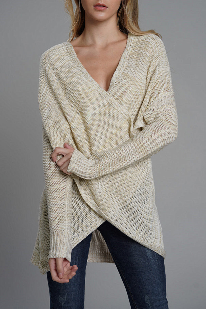 Kaynafashions - Casual Solid Patchwork V Neck Tops