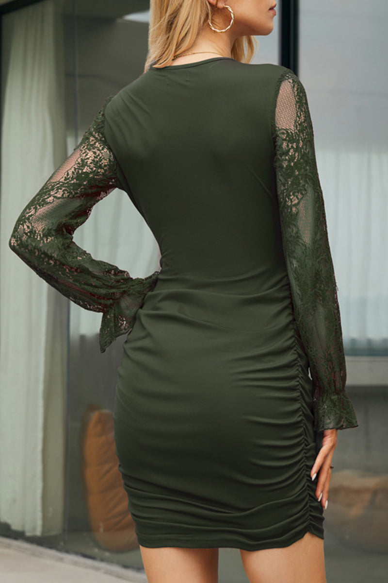 Kaynafashions - Sexy Solid Lace V Neck A Line Dresses