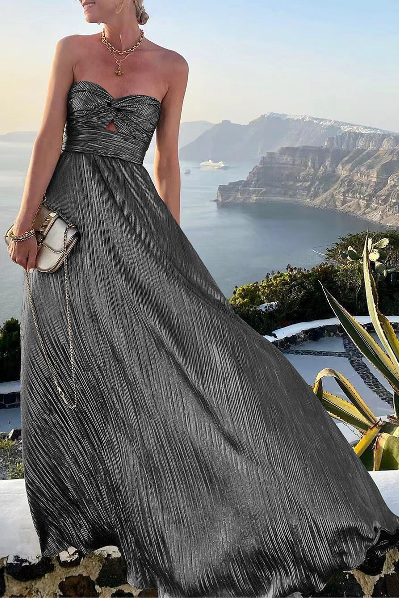 Kaynafashions - Fashion Solid Hollowed Out Strapless Cake Skirt Dresses(7 Colors)