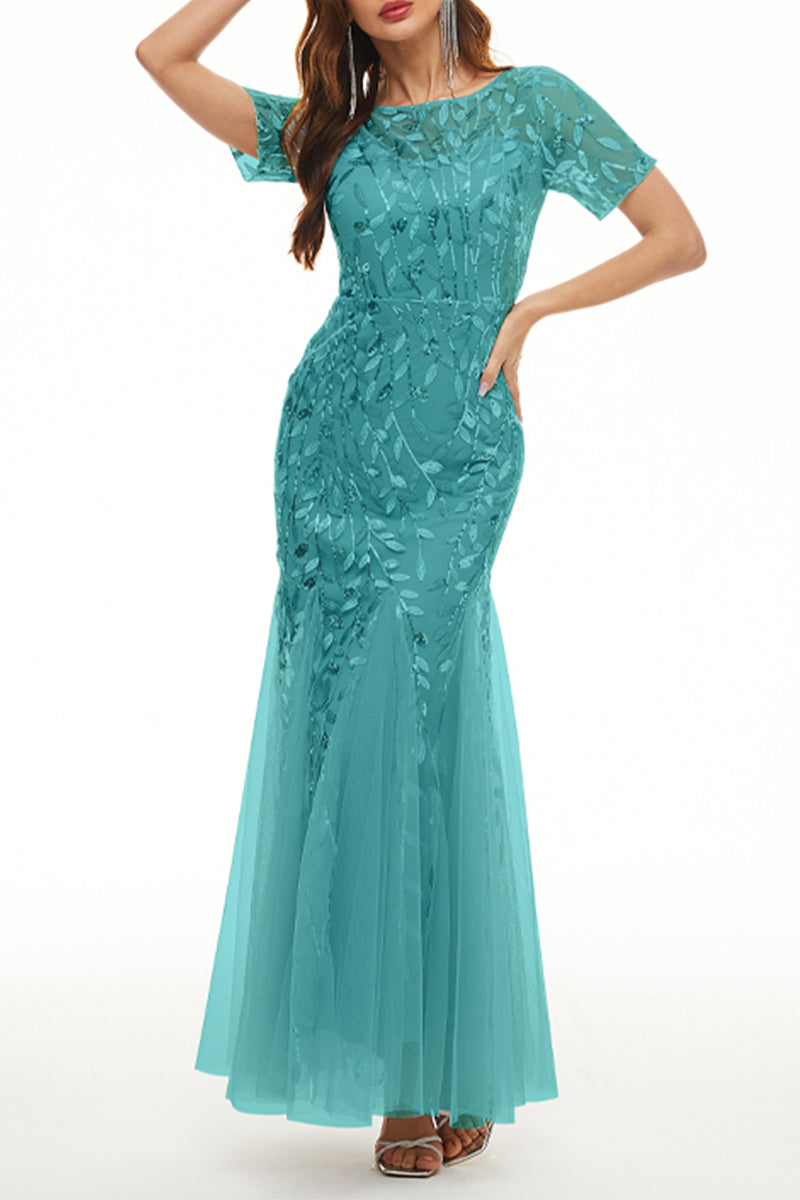 Kaynafashions - Celebrities Elegant Patchwork Sequins O Neck Evening Dress Dresses