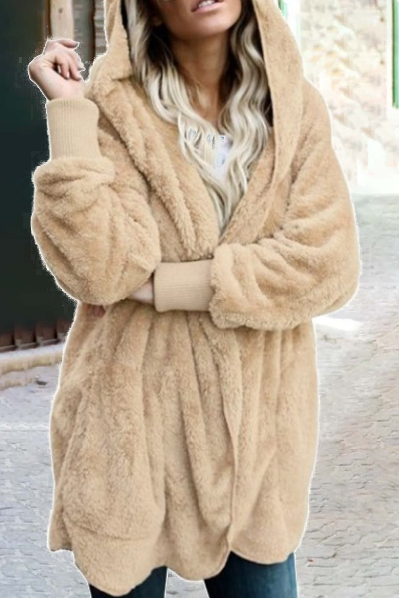 Kaynafashions - Casual Solid Patchwork Hooded Collar Outerwear(12 colors)