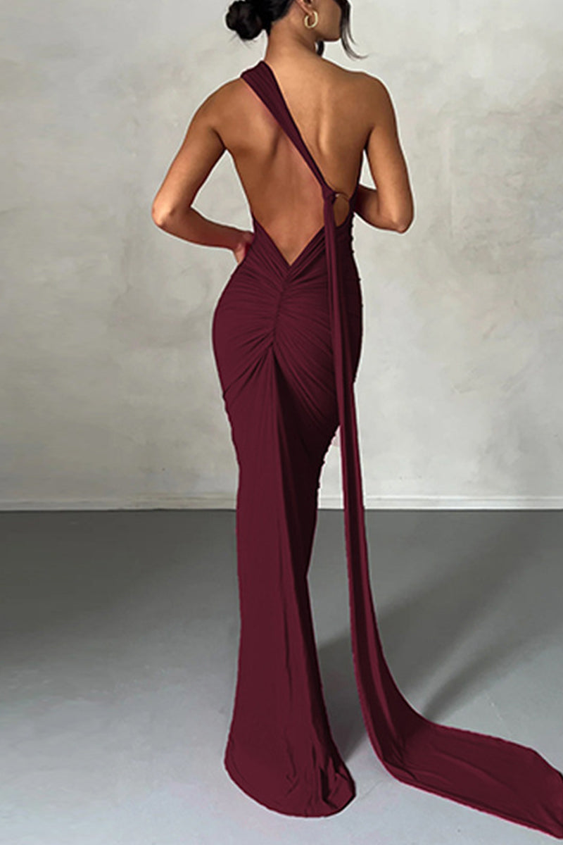 Kaynafashions - Sexy Solid Backless Halter One Step Skirt Dresses