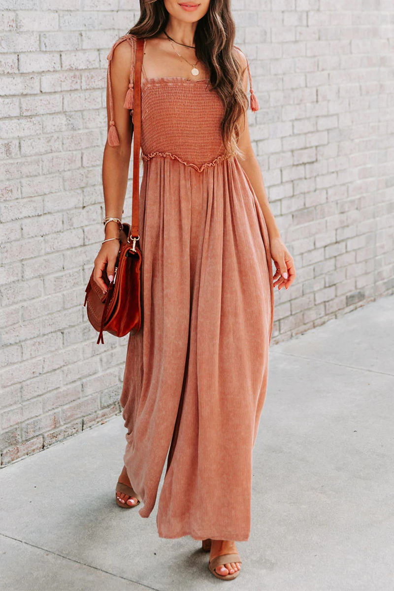 Kaynafashions - Fashion Solid Patchwork Square Collar Straight Jumpsuits