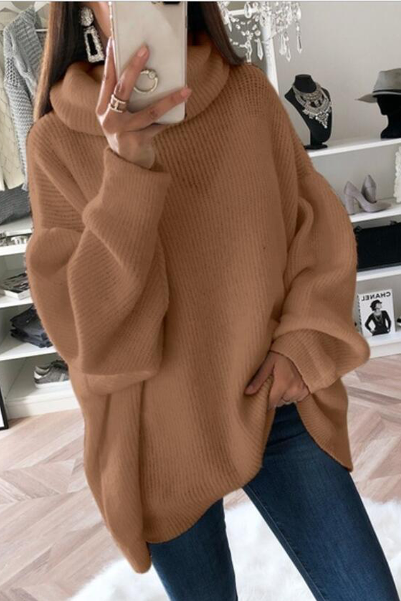 Kaynafashions - Fashion Solid Patchwork Turtleneck Sweaters(5 Colors)