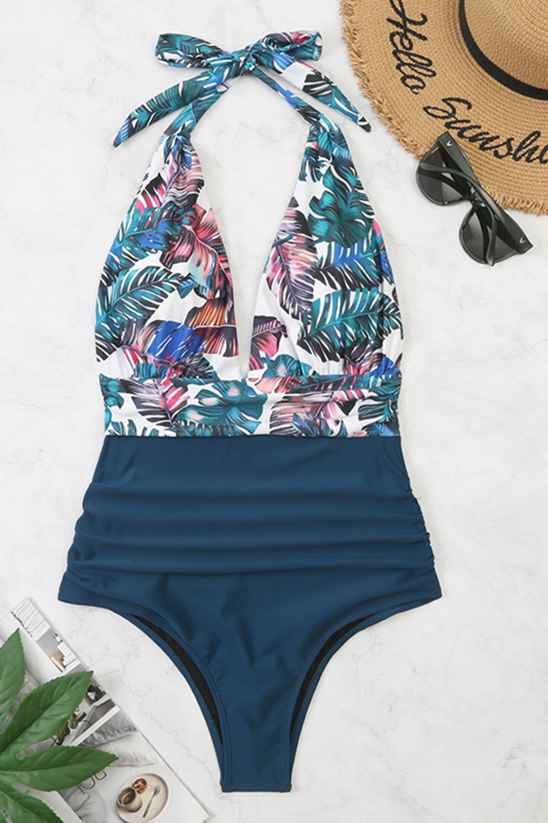 Kaynafashions - Fashion Vacation Print Patchwork Swimwears