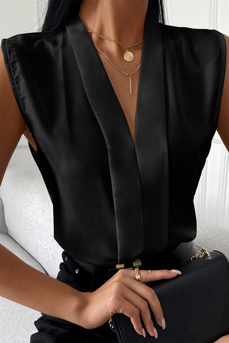 Kaynafashions - Sexy Solid Solid Color V Neck Blouses(3 Colors)