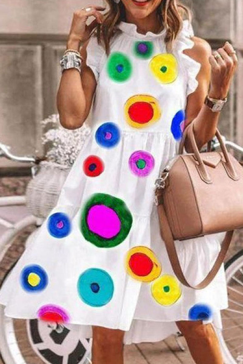 Kaynafashions - Fashion Street Print Patchwork O Neck A Line Dresses(5 Colors)