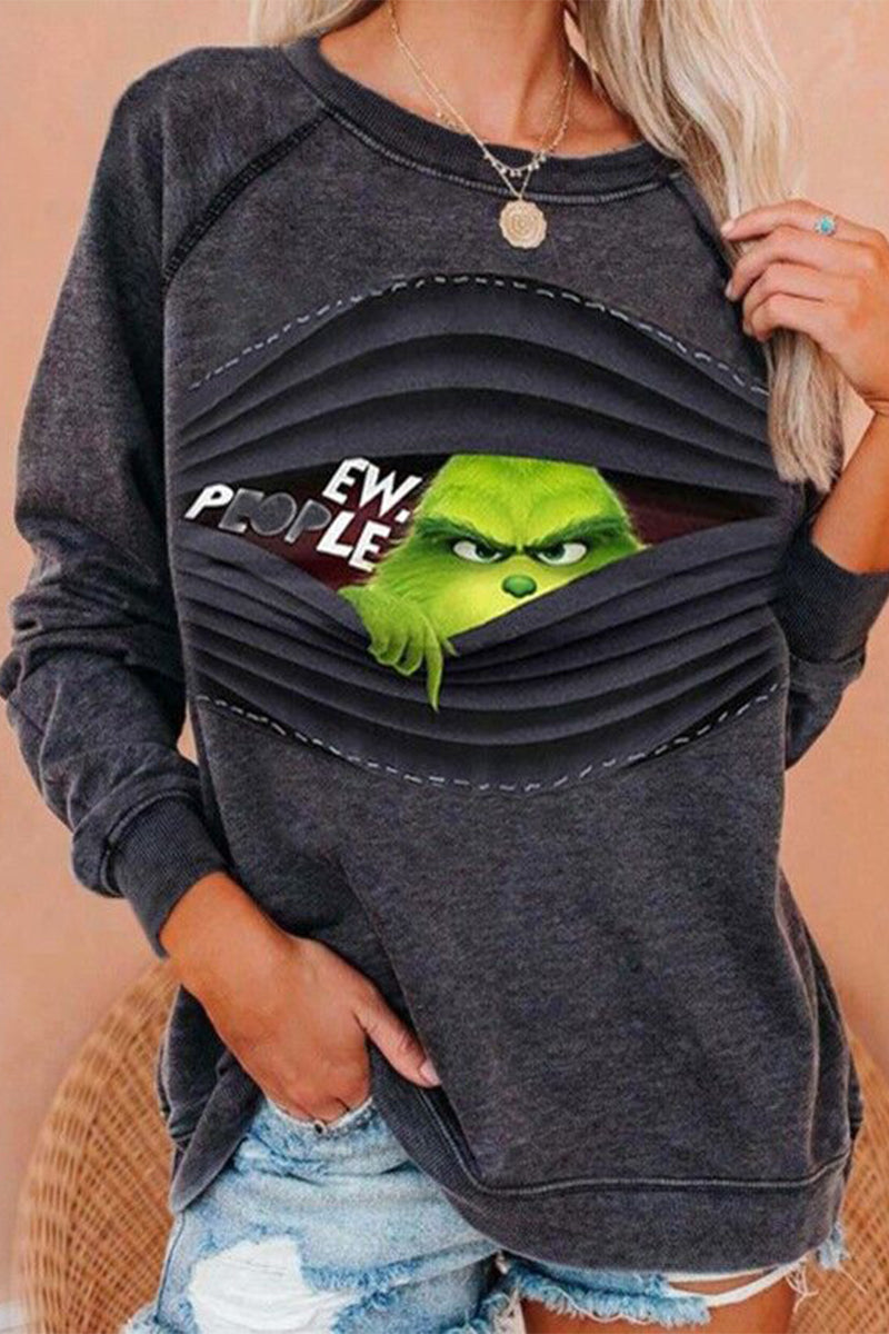 Kaynafashions - Casual Print Patchwork Printing O Neck Tops