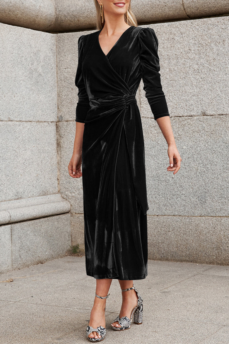 Kaynafashions - Celebrities Elegant Solid Strap Design V Neck Princess Dresses