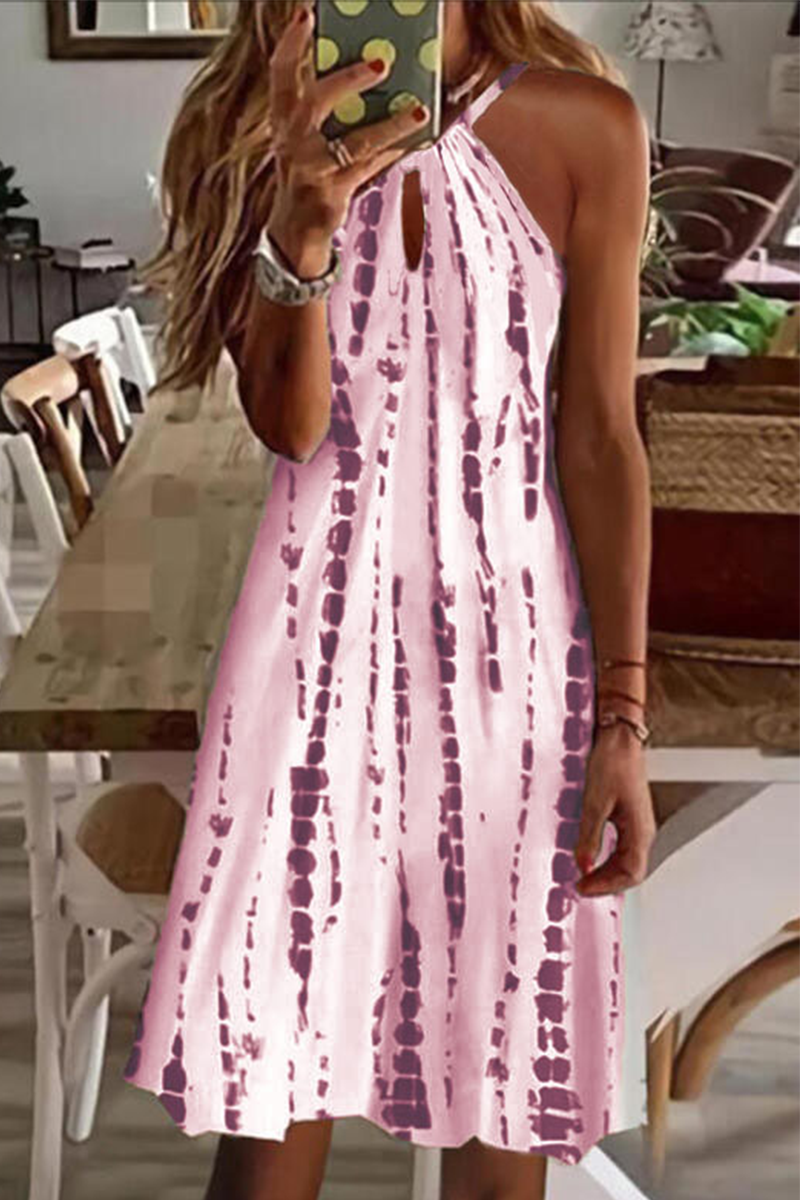 Kaynafashions - Casual Print Split Joint Halter Straight Dresses(5 colors)