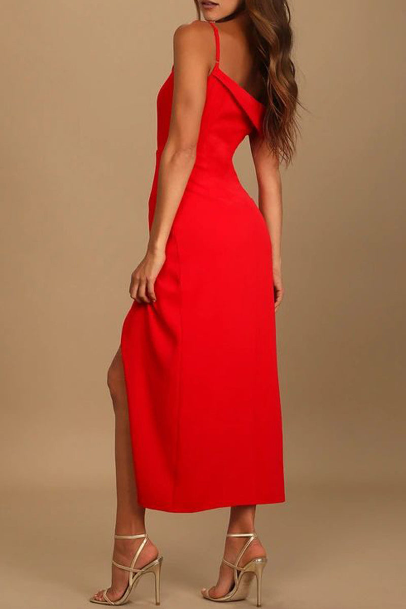 Kaynafashions - Sexy Elegant Solid Slit Asymmetrical Irregular Dress Dresses