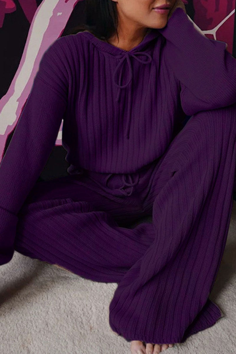 Kaynafashions - Fashion Casual Hooded Collar Long Sleeve Two Pieces(8 Colors)