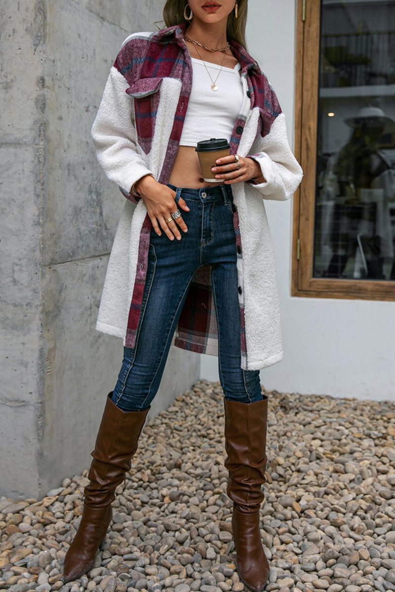 Kaynafashions - Casual Plaid Patchwork Turndown Collar Outerwear(3 colors)