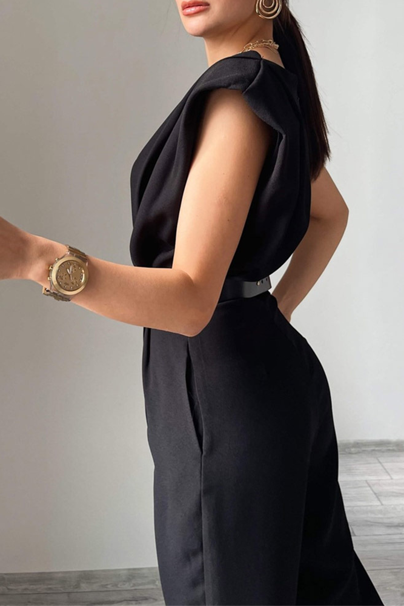 Kaynafashions - Street Solid Patchwork U Neck Regular Jumpsuits(3 Colors)