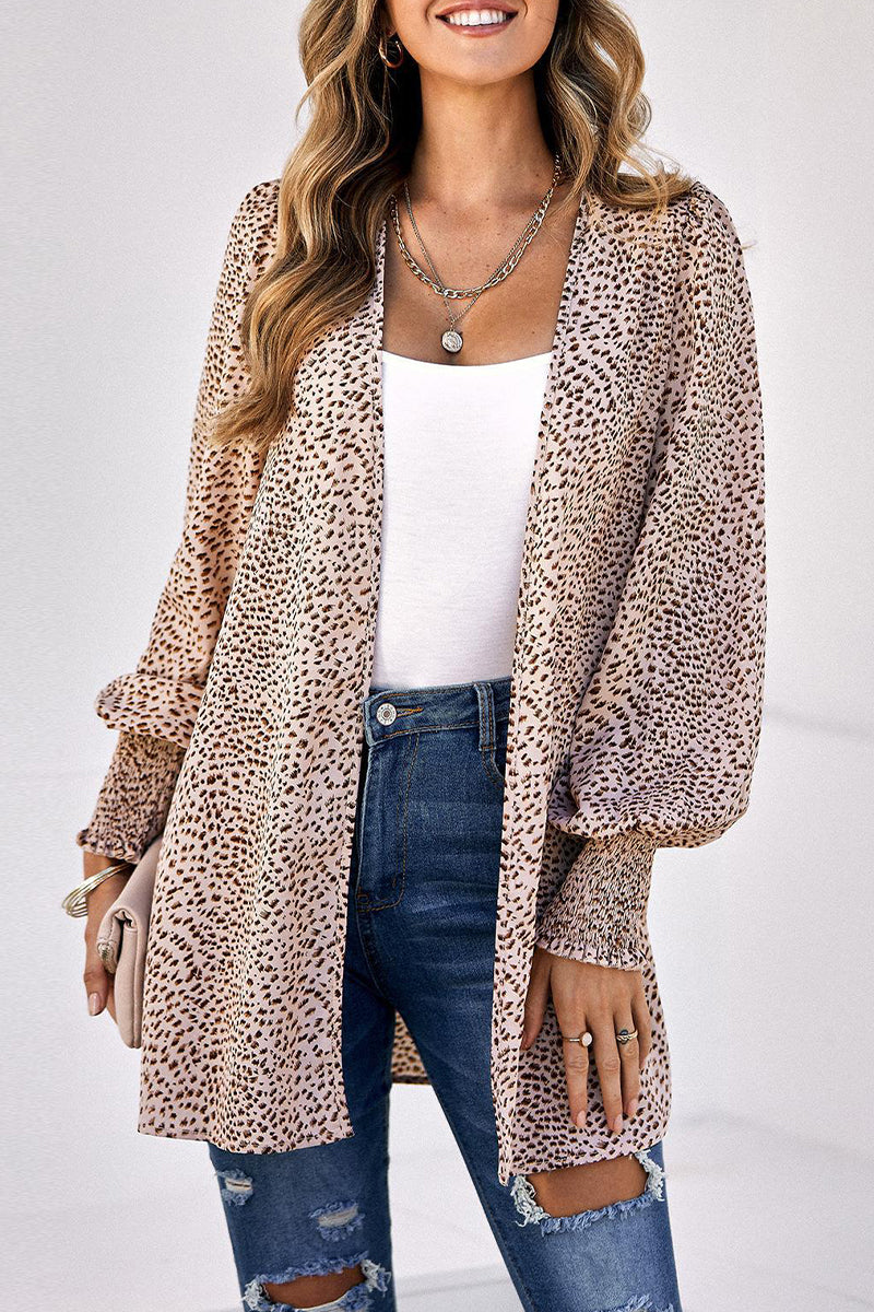 Kaynafashions - Elegant Leopard Printing Conventional Collar Tops(3 Colors)