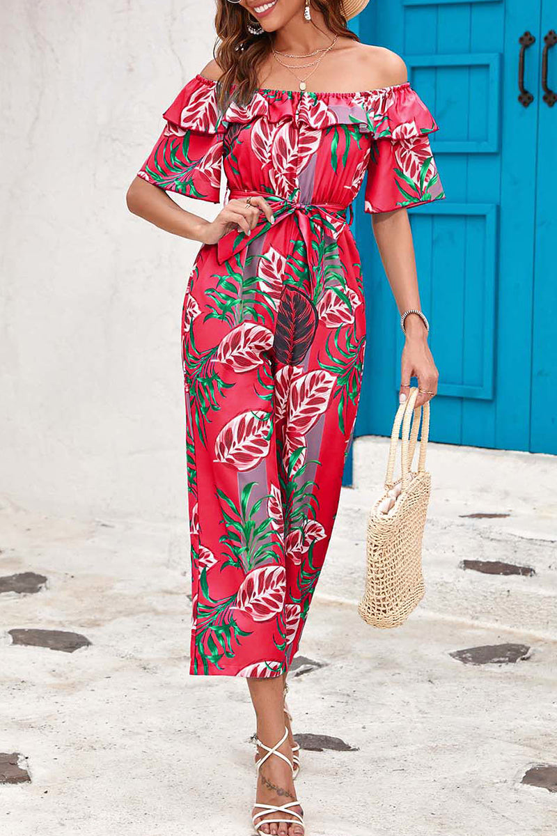 Kaynafashions - Bohemian College Floral Patchwork Flounce O Neck Loose Jumpsuits
