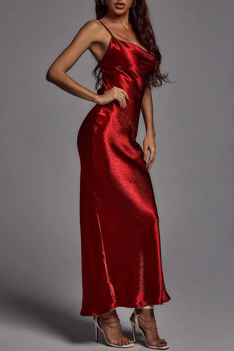 Kaynafashions - Elegant Solid Backless Sling Dress Dresses