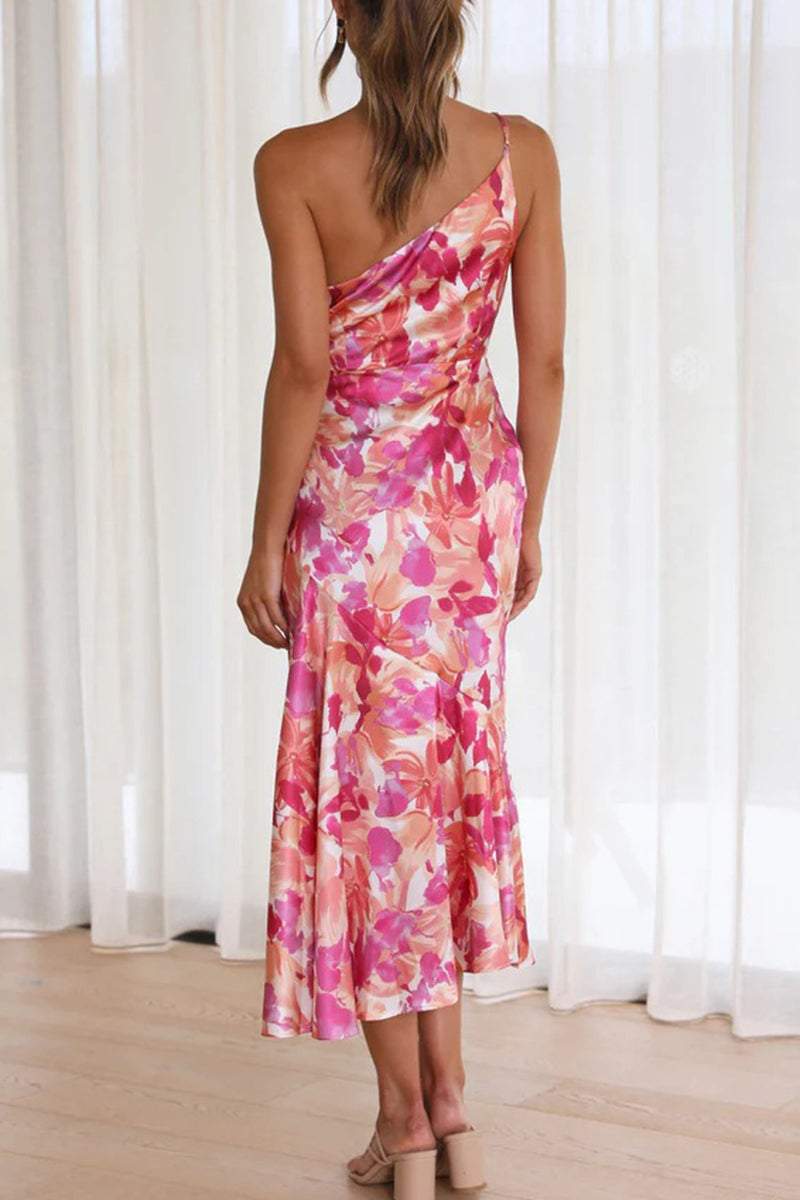 Kaynafashions - Elegant Floral Backless Oblique Collar Trumpet Mermaid Dresses
