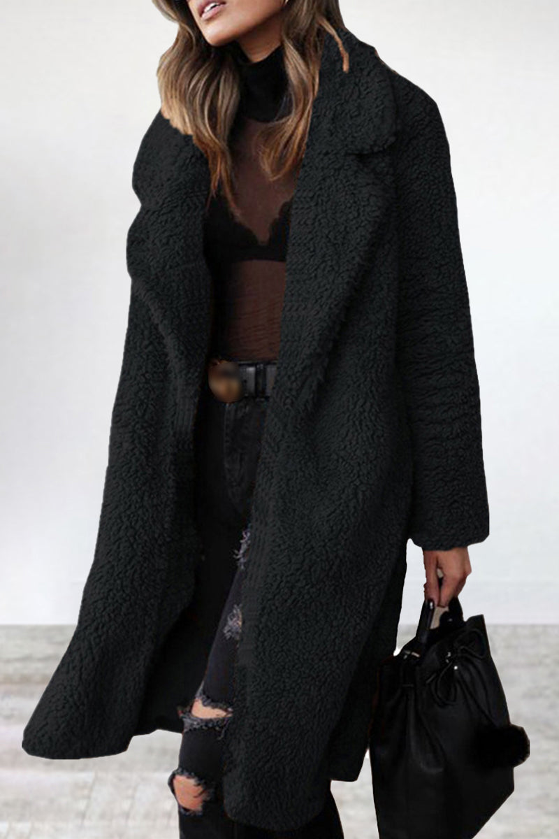 Kaynafashions - Casual Solid Patchwork Turndown Collar Outerwear