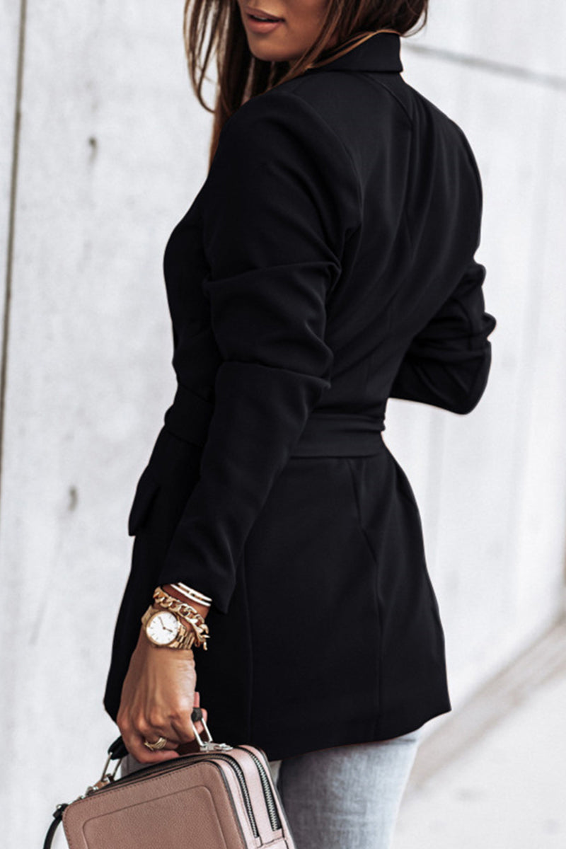 Kaynafashions - Casual Solid Patchwork Turndown Collar Outerwear(5 Colors)