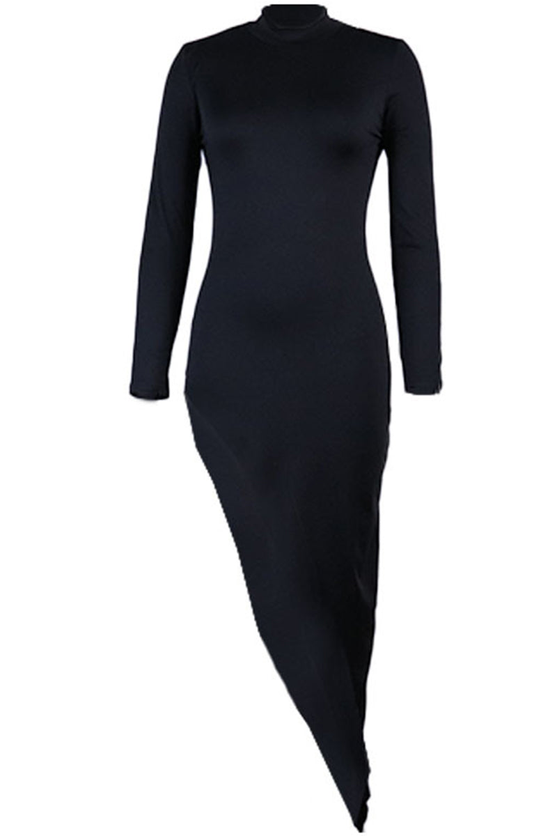 Kaynafashions - Celebrities Elegant  Asymmetrical Zipper Half A Turtleneck One Step Skirt Dresses