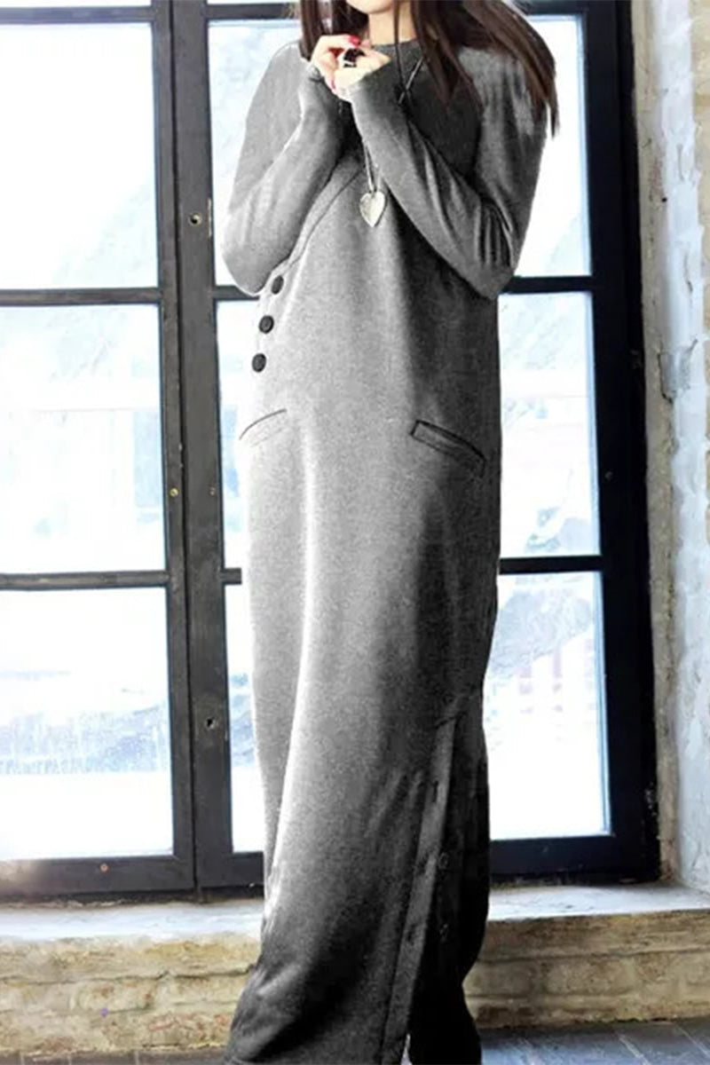 Kaynafashions - Casual Solid Solid Color Turtleneck Wrapped Skirt Dresses