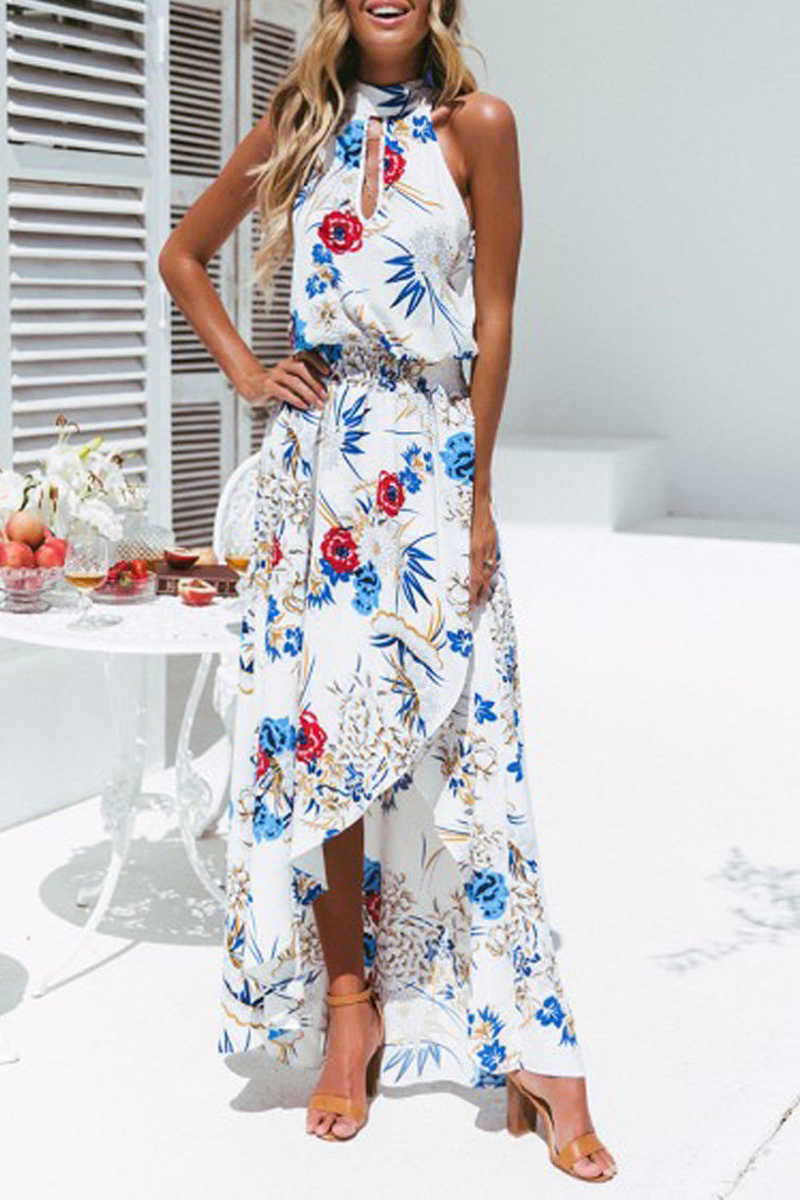 Kaynafashions - Casual Print Patchwork Turtleneck Irregular Dress Dresses