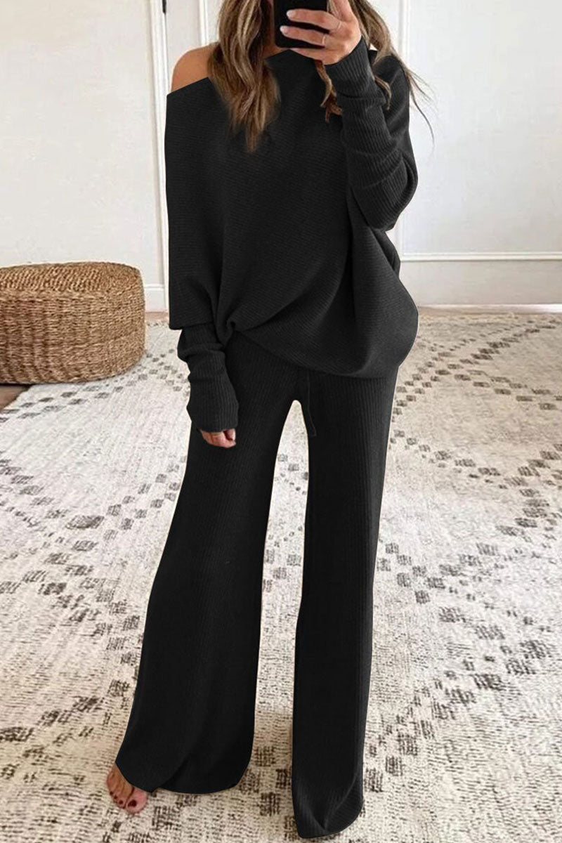 Kaynafashions - Fashion British Style Solid O Neck Long Sleeve Two Pieces(4 colors)