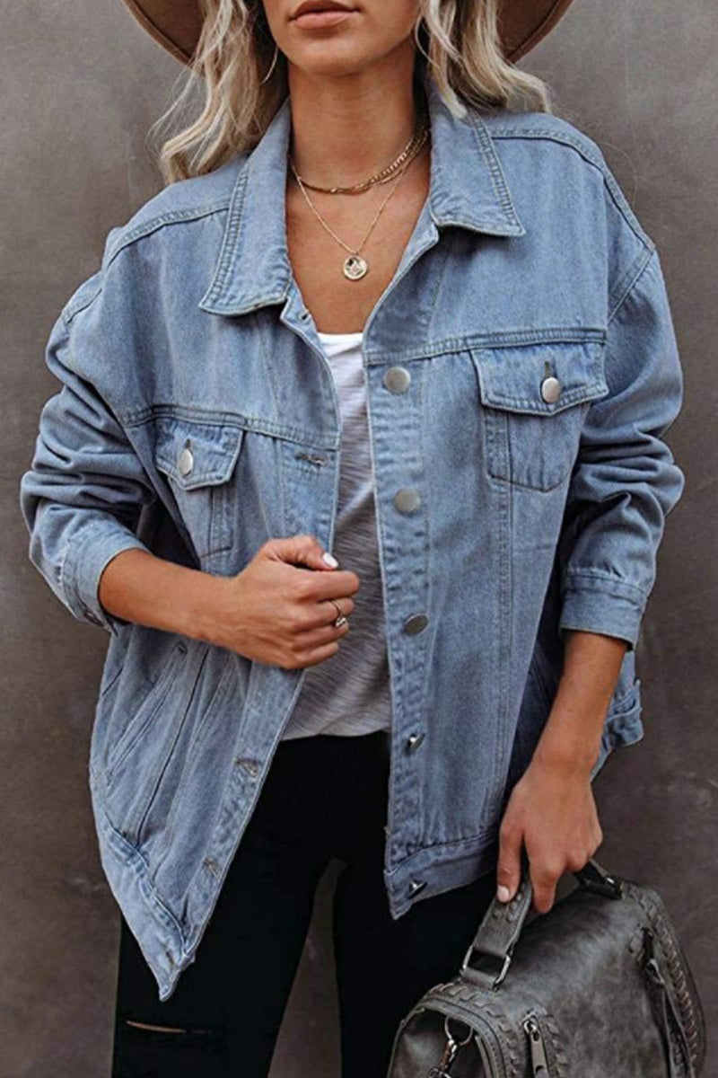 Kaynafashions - Casual Street Solid Patchwork Turndown Collar Outerwear