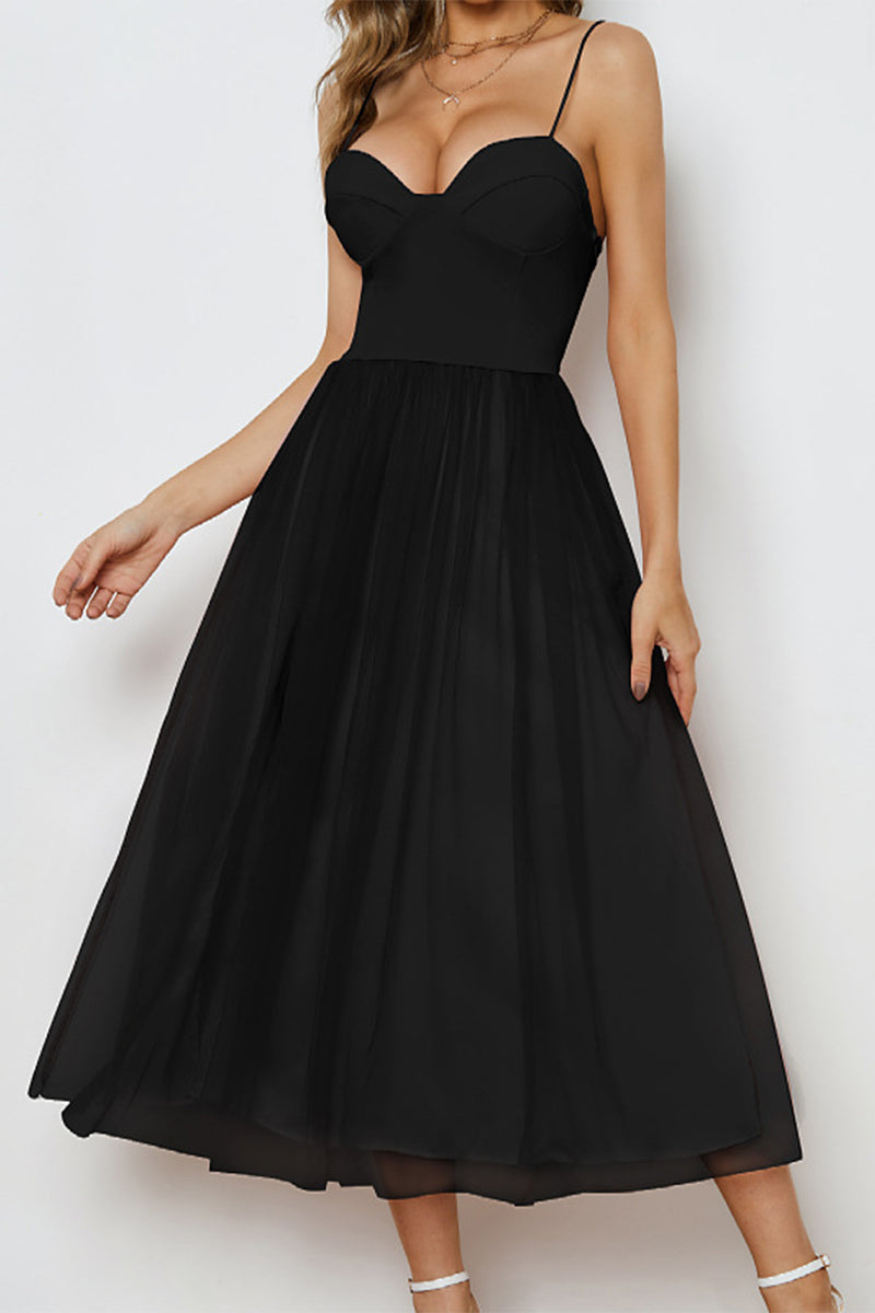 Kaynafashions - Celebrities Elegant Solid Patchwork Strapless Irregular Dress Dresses