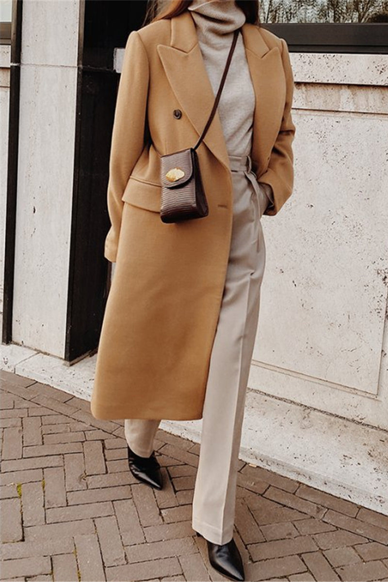 Kaynafashions - British Style Elegant Solid Buttons Turn-back Collar Outerwear