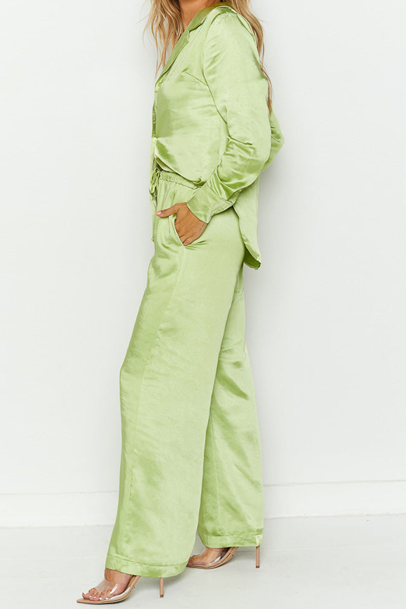 Kaynafashions - Street Solid Patchwork Turndown Collar Long Sleeve Two Pieces