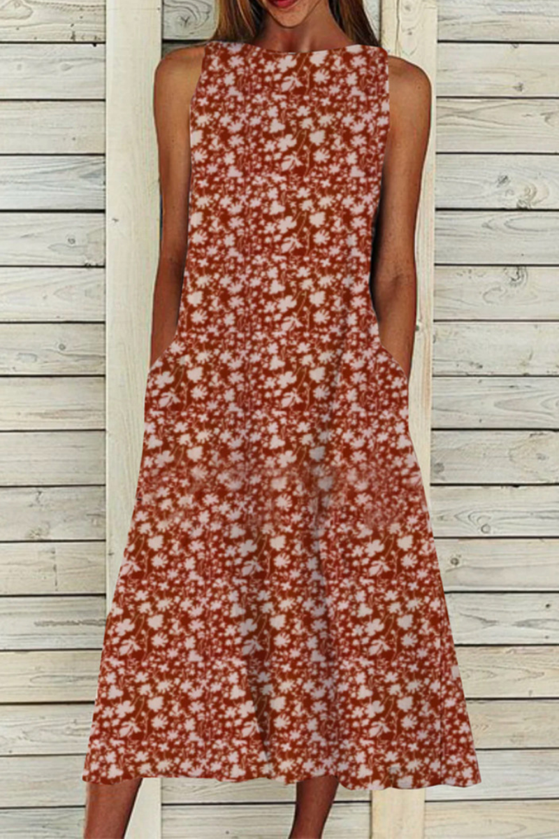 Kaynafashions - Fashion Print O Neck Straight Dresses