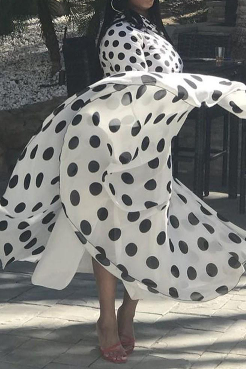 Kaynafashions - Casual Dot Patchwork One Shoulder Waist Skirt Dresses