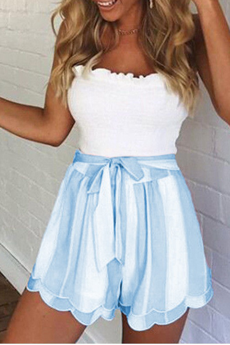 Kaynafashions - Casual Patchwork Flounce Straight Mid Waist Straight Full Print Bottoms(4 colors)