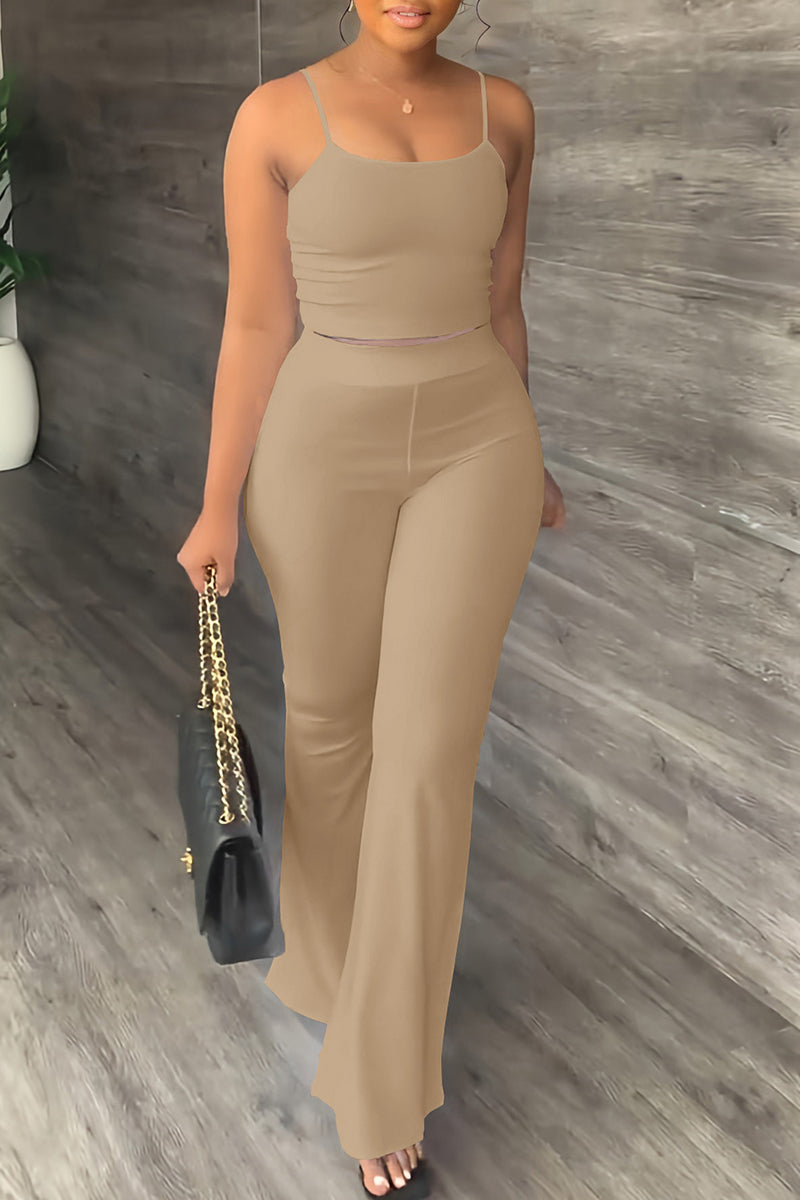 Kaynafashions - Casual Simplicity Solid Backless U Neck Sleeveless Two Pieces(4 Colors)