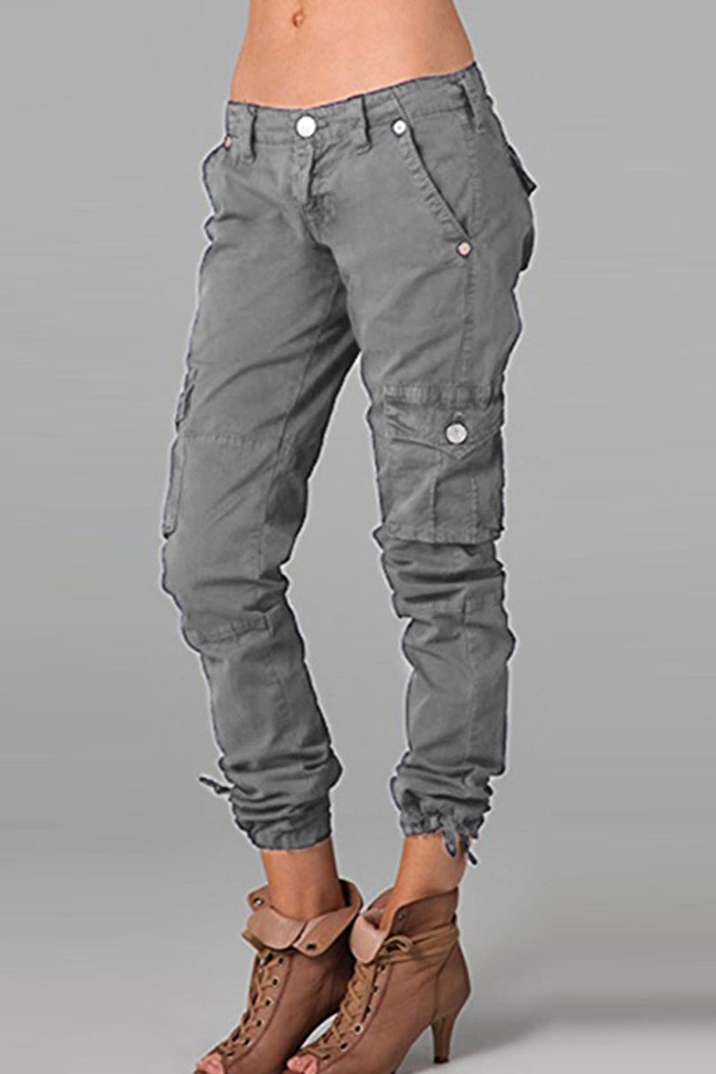 Kaynafashions - Street Solid Patchwork Skinny Mid Waist Pencil Solid Color Bottoms